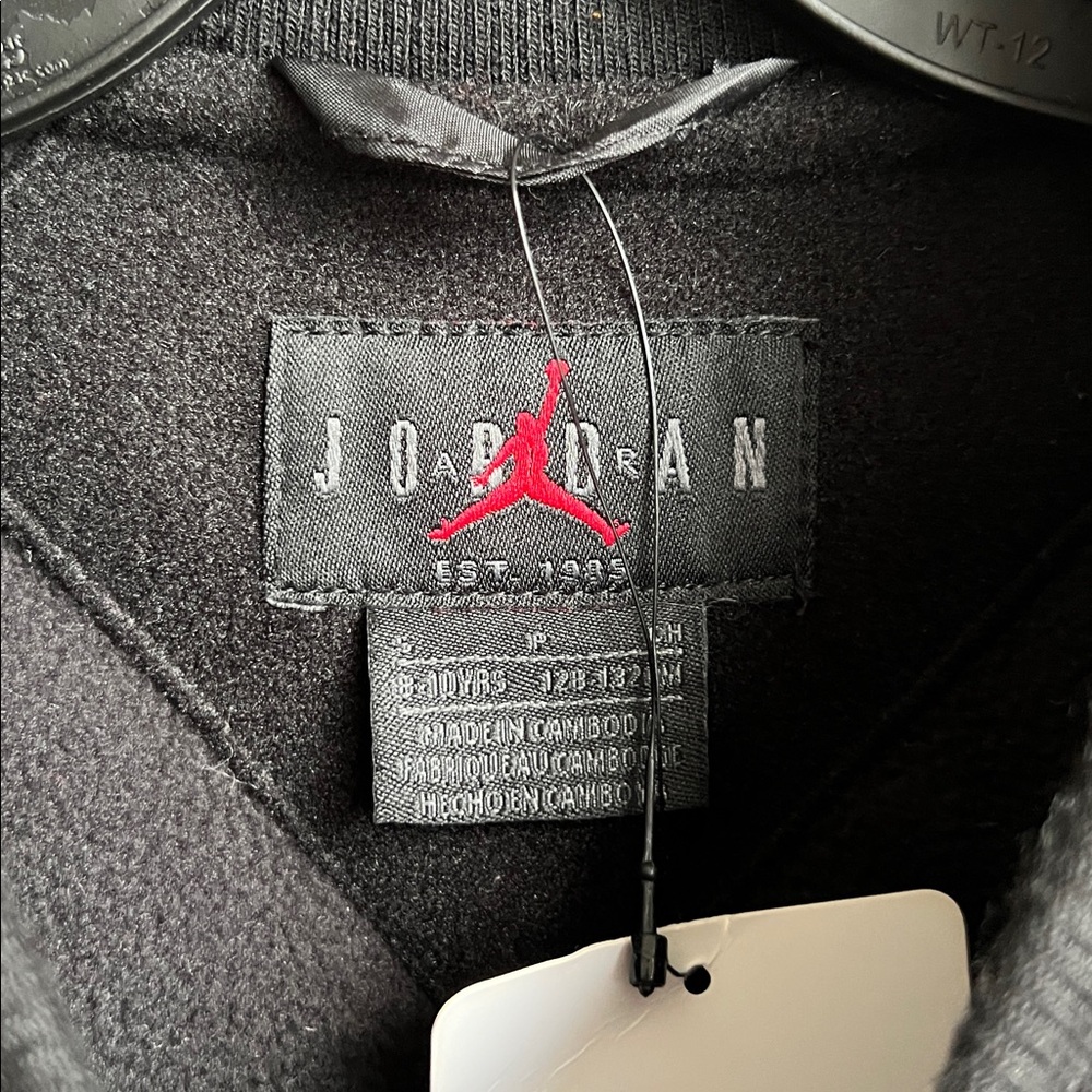 Jordan Black Jacket with Red Logo and Leather Sleeves - Picture 6 of 10